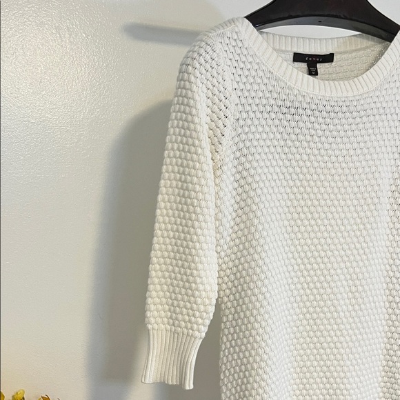 Fever White Textured Knit Sweater Women’s Medium Long Sleeve Pullover Top - Picture 4 of 5
